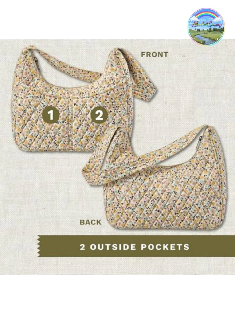 Quilted Cotton Hobo Shoulder Bag with Pockets for Women